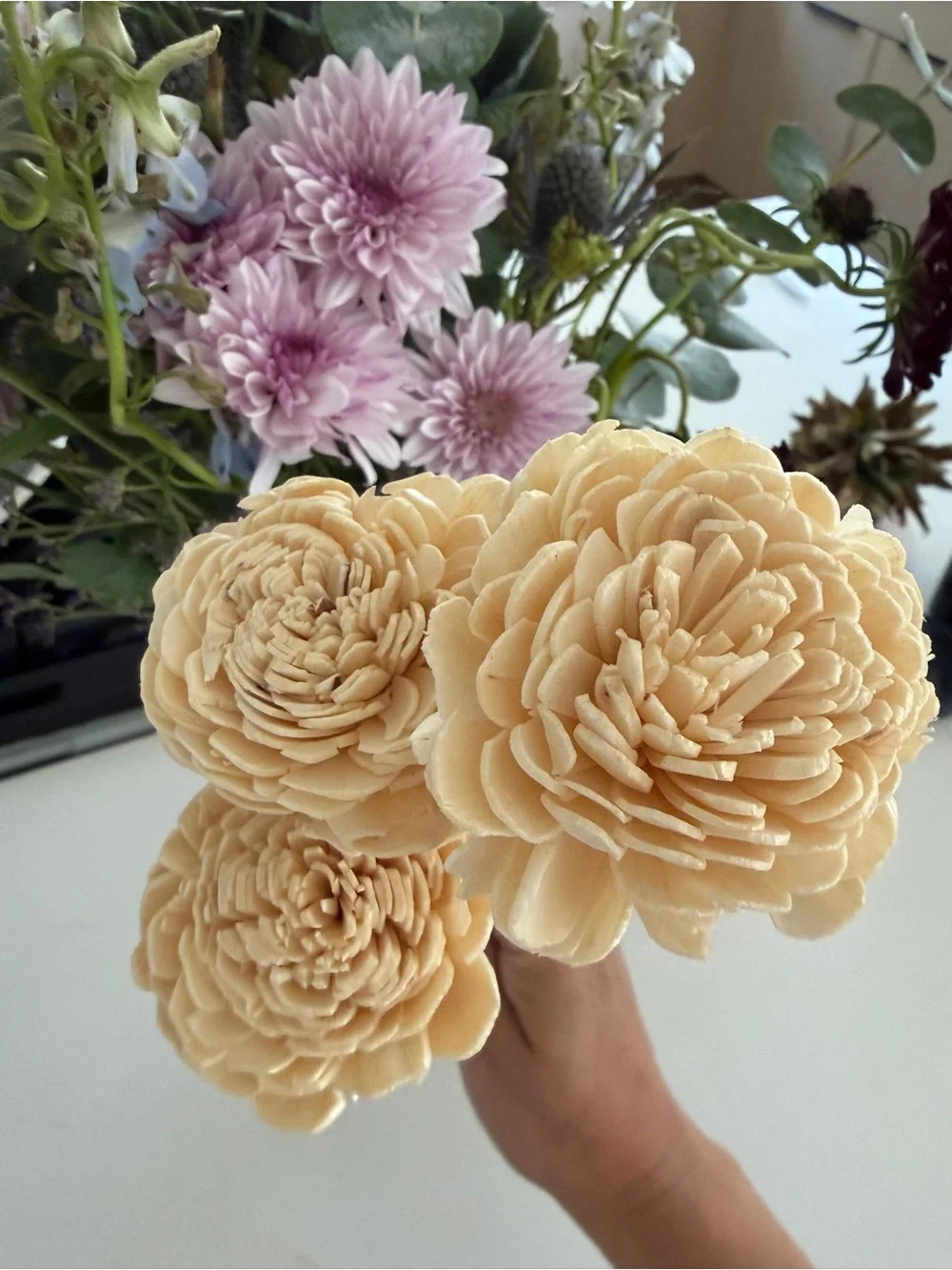 Cream Sola Wood Flower Stems - Decorative Faux Floral Accent